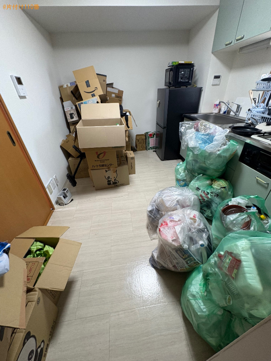 段ボール、一般ごみ等の回収・処分とフローリング洗浄ご依頼
